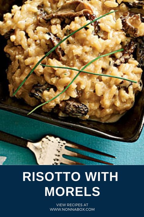 Risotto with Morels: We want MORE(ls) of this recipe! Morel Risotto Recipes, Morel Recipes, Morel Mushroom Recipes, Meals Without Meat, Mushroom Recipe, Morel Mushroom, Mushroom Risotto, Risotto Recipes, Food Favorites