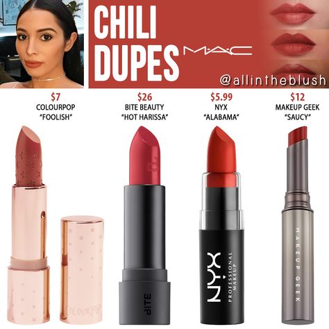 MAC CHILI LIPSTICK DUPES Mac Lipstick Chili, Velvet Teddy Mac, Mac Chili Lipstick, Best Skincare Brands, Mac Chili, Blush Mac, Mac Velvet Teddy, Mac Cosmetics Lipstick, Lipstick For Fair Skin