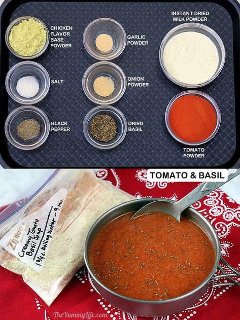 Dry Soup Mix Recipes, Tomato Basil Bisque, Dry Soup Mix, Homemade Dry Mixes, Soup In A Jar, Camping Diy, Hiking Food, Camping Trailers, Dried Peppers