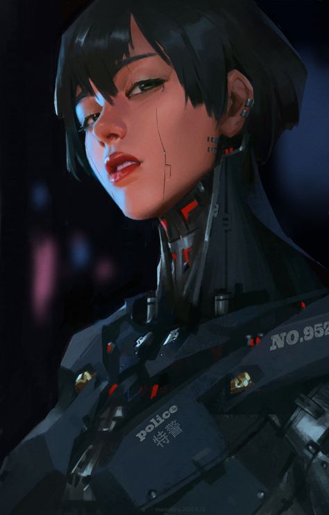 ArtStation - NO.9527, mario feng Sci Fi Portrait, Cyborgs Art, Cyberpunk Girl, Cyberpunk Aesthetic, Arte Cyberpunk, Cyberpunk Character, Cyberpunk Style, Robot Concept Art, Ex Machina