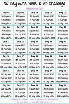 July workout - arms, buns & ab challenge Leg lifts: - like on back and either rotate legs up to bent knee then straight leg, or straight up. July Workout, Power Workout, 30 Day Challenges, Core Challenge, Weekly Workout Plans, Ab Challenge, Flatter Stomach, Workout Plan For Beginners, Motivation Ideas