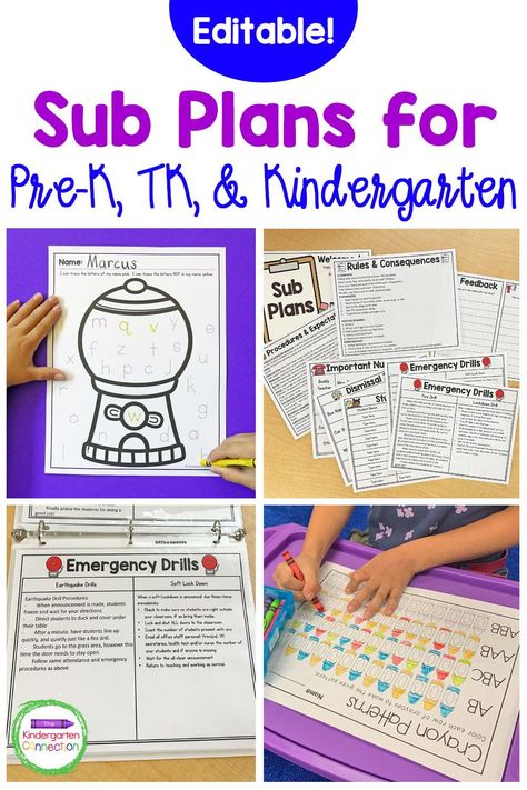 Kindergarten Substitute Plans, Preschool Substitute Activities, Kindergarten Substitute Activities, Kindergarten Sub Plans, Positive Classroom Management, Kindergarten Special Education, Substitute Plans, Prek Teacher, Transitional Kindergarten