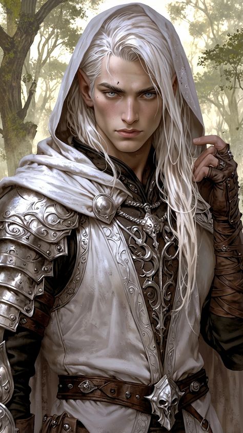 White Haired Knight, White Hair Elf Male, White Haired Character, High Elf Male, White Hair Elf, Elf Priest, Snow Elves, Elves Art, Winter Elf