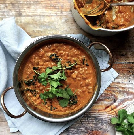 This July has been particularly wet, blustery and cold. So let’s save the summer salads for better weather and cook up a big hearty batch of creamy tomato and coconut dhal with cavolo nero. This vegan one-pot wonder can be easily doubled and teamed with rice, naan and chutney for the perfect Friday night fake-away. Vegan Dhal, Veggie Recipes Easy, Easy Veggie, Rabbit Food, Vegetarian Cooking, Delicious Vegetarian, Meat Free, Naan, Summer Salads