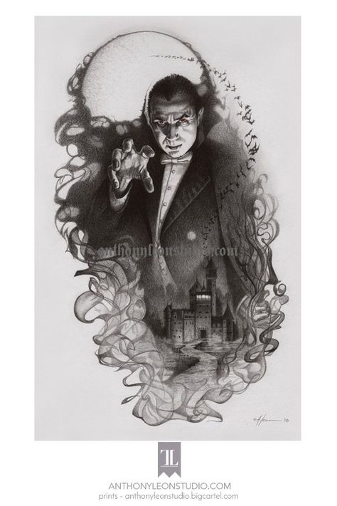 Dracula from the classic Universal version of the story by Anthony Leon Studio. Bela Lugosi Dracula Art, Dracula Tattoo Vampires, Bela Lugosi Tattoo, Bela Lugosi Dracula, Halloween Sleeve, Dracula Tattoo, Dracula Art, Flash Sheets, Black Art Tattoo