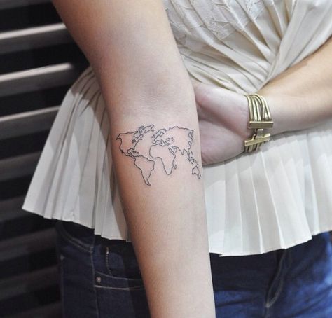 around the world, continents tattoo Tattoo Types, World Map Tattoo, Tattoo Fe, World Map Tattoos, Berlin Tattoo, Map Tattoo, Tattoos Mandala, Chic Tattoo, Map Tattoos