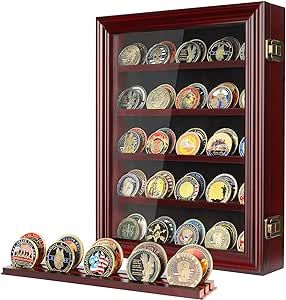 ASmileIndeep Military Challenge Coin Display Case Holder with HD Toughened Glass and Wall Mount, Solid Wood Coin Stand Rack with Removable 2 Grooves Shelves, Mahogany Finish Military Coin Display, Challenge Coin Display Case, Coin Display Stand, Coin Display Case, Challenge Coin Holder, Military Coins, Military Challenge Coins, Challenge Coin Display, Coin Stand