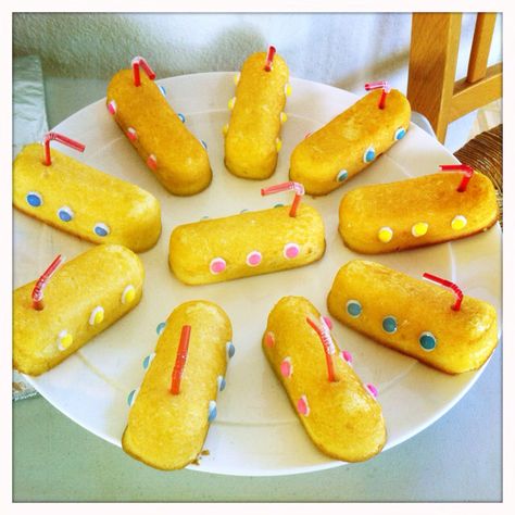 Yellow submarines for my sons 3rd bday party. Beatles Bday Party, Submarine Party Ideas, Yellow Submarine Decorations, Diy Beatles Decor, Beatles Party Favors, The Beatles Birthday Party Ideas, Submarine Theme Party, The Beatles Theme Party, The Beatles Themed Birthday Party