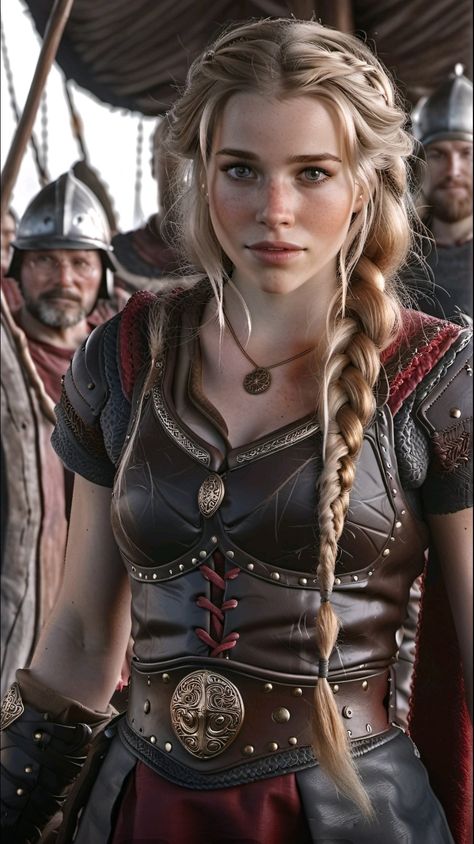 Blonde viking soldier Warrior Woman Cosplay, Blonde Soldier, Warrior Hairstyles Woman, Female Viking Art, Viking Soldier, Blonde Warrior, Norse Women, Viking Princess, Baby Dragon Art