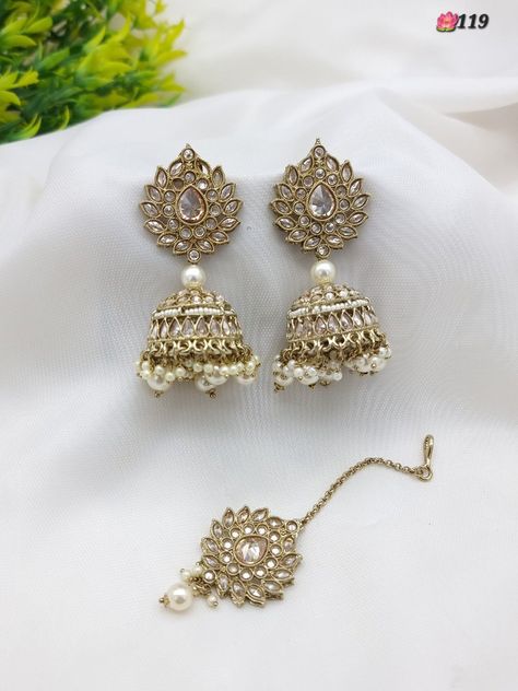 Order #NEW Design Mehendi Polki Jhumka Tikka SET  Artificial Jewellery SHRI Online on Whatsapp +919619659727 or ArtistryC.in 

Price 825 + Shipping Extra 
Click  the link for more designs:+919619659727 Maang Tikka With Earrings, Design Mehendi, S Love Images, Fancy Jewellery Designs, Maang Tikka, Artificial Jewellery, Fancy Jewellery, Courier Service, Couple Images