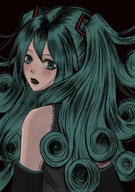 Hatsune Miku x Uzumaki by Litchui Artist ig: ceydajeevas prints available on Etsy #hatsunemiku #tomie #junjiito #horror #illustration #art Junji Ito Horror, Bedroom Decor Vintage, Junji Ito, Decor Vintage, Decor Bedroom, Home Decor Bedroom, Hatsune Miku, Wall Art Home, Art Home Decor