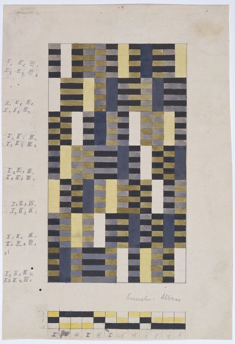 Anni Albers. Design for Wall Hanging. 1926 Annie Albers, Tapestry Inspiration, Bauhaus Textiles, Design For Wall, Anni Albers, Cloth Design, Josef Albers, Bauhaus Design, Black Mountain