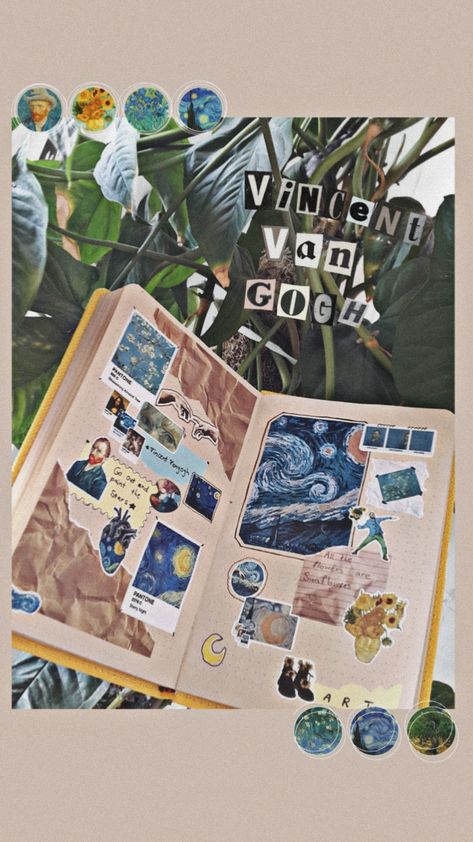 Van Gogh Scrapbook, Van Gogh Journal, Van Gogh Aesthetic, Loving Vincent, Art Journal Resources, Van Gogh Art, Journal Inspo, Star Art, Art Journal Inspiration