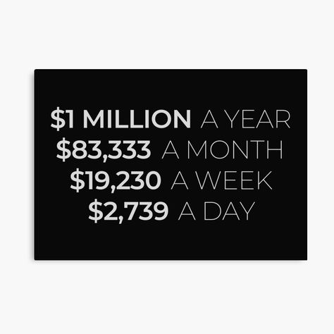 First Million, Millionaire Motivation, 10 Million, 1 Million, A Year, Canvas Print, Canvas Prints, Money, For Sale