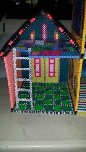 Garage to perler bead doll house Perler Bead Doll House, Perler Bead House, Perler Beads 3d, Christmas Perler Beads, House Images, Perler Creations, Melty Bead Patterns, Easy Perler Beads Ideas, 3d Perler Bead