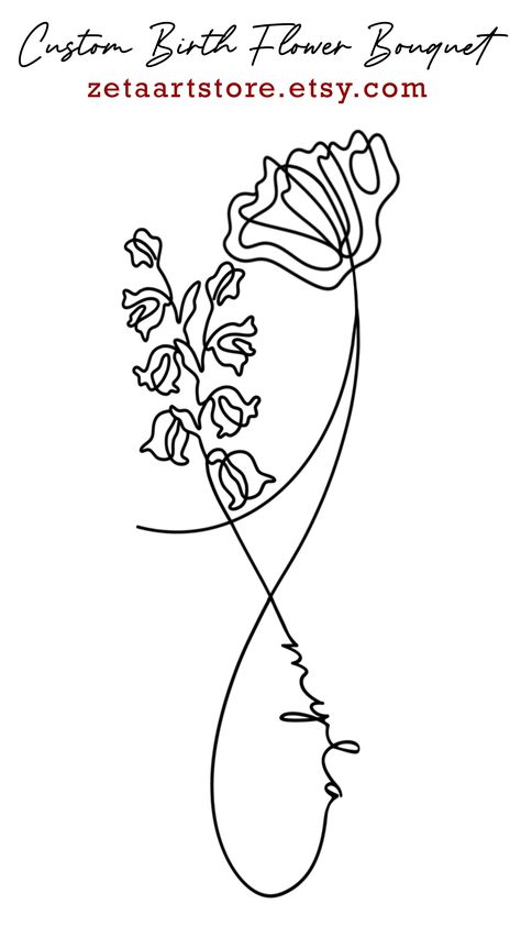 Flower Infinity Tattoo, Tattoo Mom And Daughter, Tattoo Line Drawing, Mom And Daughter Tattoo, Line Drawing Flower, Tattoo Mom, Tattoo Floral, Daughter Tattoo, Tattoo Line