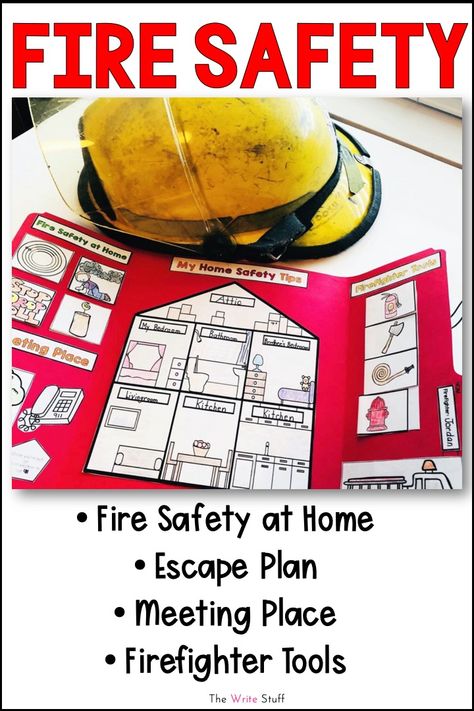 This fire safety lap book is full of lessons on firefighters, fire safety at home, meeting places and more. Fire Safety Lessons, Safety At Home, Halloween Teaching, Fire Safety Week, Safety Week, Lap Book, Teacher Support, Organization And Management, Escape Plan