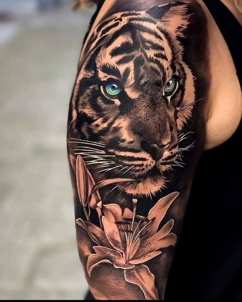 29 Fierce and Feminine: Women's Tiger Tattoo Ideas for Empowerment Tiger Tattoo For Women Arm, Tiger Tattoo Thigh, Tiger Tattoo Ideas, Animal Tattoos For Women, Tiger Tattoo Sleeve, Tiger Tattoos, Feminine Tattoo Sleeves, Girl Arm Tattoos, Full Sleeve Tattoo Design