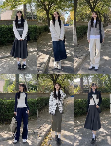 Korean Outfits Skirts Long, Korean Long Skirt Outfits For Winter, Long Skirt Outfits For Fall Korean, Hongdae Fashion, Japanese School Outfits Long Skirt, Zoo Outfit Ideas, Maxi Skirt Outfit Japanese, Zoo Outfit, Match Art