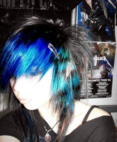 Scene Hair, Blue And Black, A Woman, Green, Hair, Blue, Black