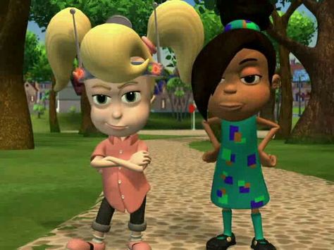 Cindy, Libby Cindy Jimmy Neutron, Libby Jimmy Neutron, Crazy Cartoon Characters, Libby Folfax, Twins Cartoon, Duo Characters, Famous Duos, Jimmy Neutron, 2000s Cartoons