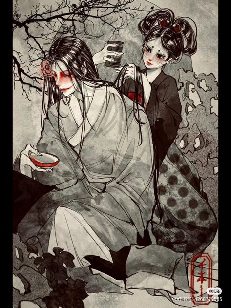 Creepy Sketches, Chinese Folk Art, Geisha Art, 일본 패션, Chinese Cartoon, Fairytale Art, Digital Art Anime, Ethereal Art, Sketchbook Art Inspiration