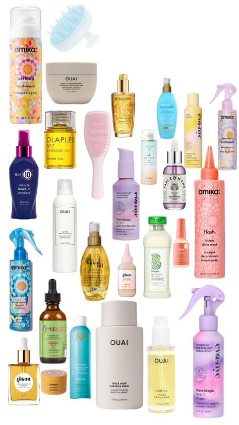 Trending Hair Products, Hair Care Wishlist, Aesthetic Hair Products, Oily Hair Products, Hair Products For Straight Hair, Good Hair Products, Healthy Hair Products, Hair Care Essentials, Drugstore Hair Products