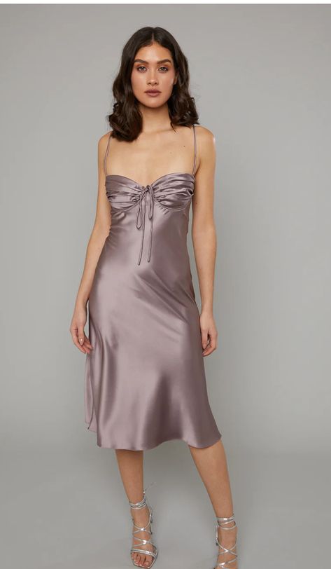 Evening Style, Frock For Women, Midi Slip Dress, Satin Blouses, Nightgowns For Women, Mauve Pink, Little White Dresses, Silver Accessories, Dress Picture