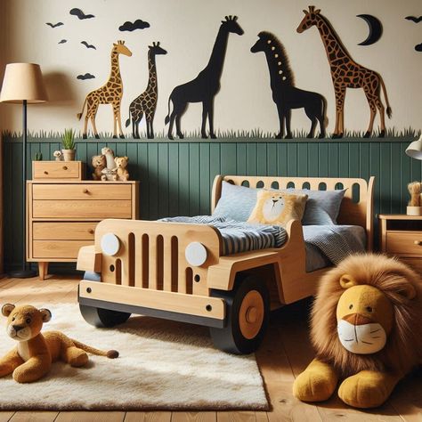 Boys Room Ideas Toddler Room Makeover Boys, Safari Theme Bedroom Kids, Preschool Boy Bedroom Ideas, Animal Room Ideas For Kids, Construction Theme Bedroom Boy Rooms, One Year Old Room Ideas Boys, Truck Bedroom For Boys, Bedroom For Toddler Boy, Safari Boy Room