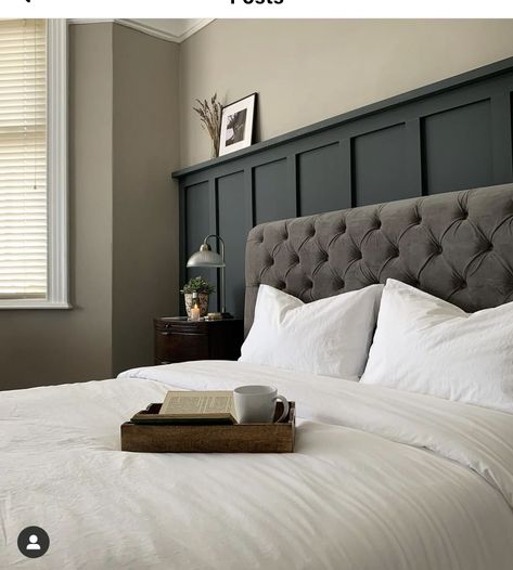 Taupe Bedroom, Gray Bedroom Walls, Restful Bedrooms, Sage Green Bedroom, Blue Bedroom Decor, Wall Panels Bedroom, Accent Wall Bedroom, Bedroom Panel, Spare Bedroom