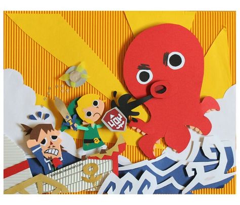 Game Paper, Paper Video, Nintendo Fan Art, Wind Waker, Paper Illustration, Cardboard Art, Zelda Art, Craft Paper, The Legend Of Zelda