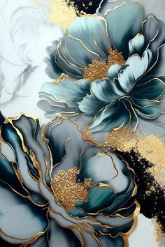 Gold Art Painting, Art Texture, Flower Art Images, Alcohol Ink Art, Pouring Art, Flower Art Painting, Gold Art, Silk Painting, Flower Pictures