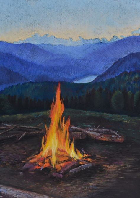 soft pastel Soft Pastels Drawing, Soft Pastel Art, Fire Painting, Camp Fire, Pastel Drawing, Pastel Art, Soft Pastel, Campfire, Art Classes