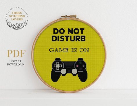 Game is ON Cross stitch pattern with funny text Great for | Etsy Cross Stitch Games, Funny Embroidery, Funny Cross Stitch Patterns, Subversive Cross Stitch, Game Mode, Easy Cross, 25 21, Cross Stitch Funny, Fun Texts