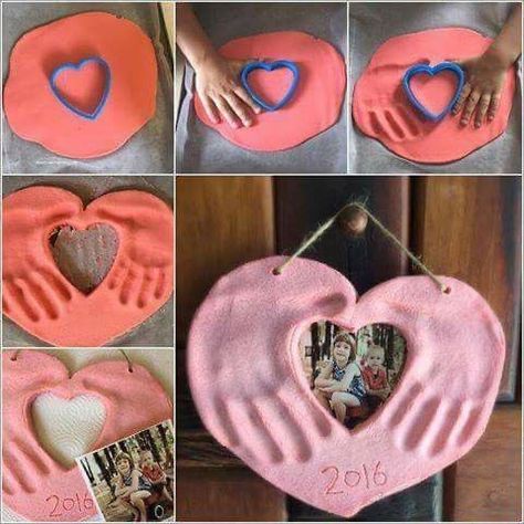 Salt Dough Crafts, Valentine Crafts For Kids, Mothers Day Crafts For Kids, Toddler Art, Fathers Day Crafts, Salt Dough, Photo Heart, Mothers Day Crafts, Valentine Day Crafts