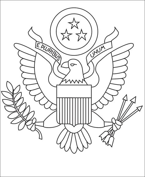 America Drawing United States, United States Coloring Page, Usa Coloring Page, Washington State Coloring Pages, Usa Map Coloring Page, Great Seal Of The United States, America Coloring Pages, United States Symbols, Stencil Patterns Templates