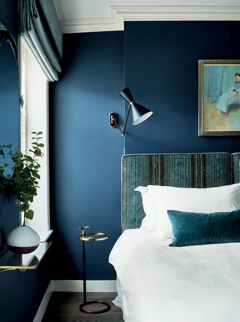 Dark Blue Bedrooms, Wall Trends, Living Pool, Paint And Paper Library, Making Space, Dark Walls, Georgian Homes, Dark Interiors, Chic Living