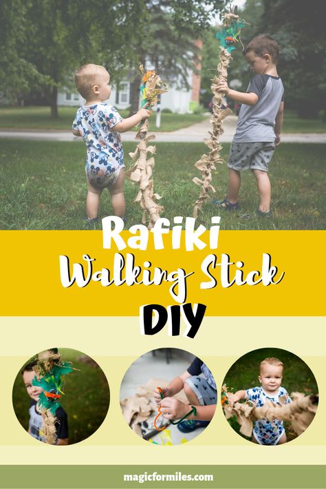 DIY Walking Stick inspired by the Lion King's Rafiki made with simple things found outside in nature. #disneyfun #disneycraft #disney #upcycledcraft #easycraft #preschoolcraft #preschoolercraft Rafiki Stick Diy, The Lion King Crafts, Lion King Activities, Lion King Tutorial, Lion King Masks Diy, Disney Inspired Recipes, Lion King Jr, Disney Blog, Fine Motor Skills Development