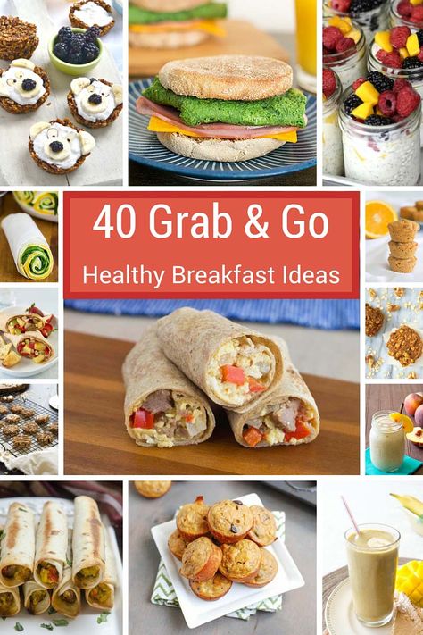 40 Grab-and-Go Healthy Breakfast Ideas - muffins, breakfast cookies, smoothies, sandwiches Grab And Go Breakfast Ideas, Overnight Oat, Grab And Go Breakfast, Breakfast Ideas For Kids, Breakfast On The Go, Health Breakfast, Healthy Muffins, Make Ahead Breakfast, Breakfast For Kids