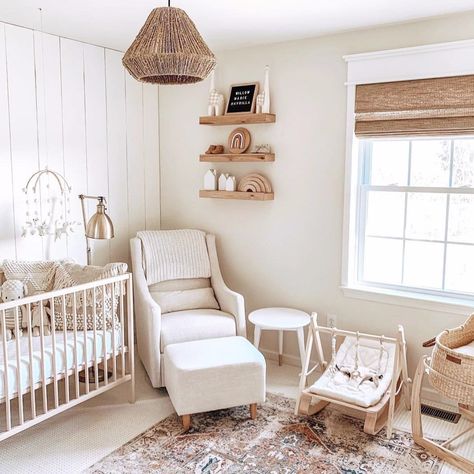 This neutral nursery showcases natural wood tones and plenty of rattan details. image by @allihavrilla Baby Nursery Inspiration, Baby Room Diy, Nursery Room Design, Baby Room Design, Nursery Baby Room, Gender Neutral Nursery, Neutral Nursery, Baby Bedroom, Baby's Room