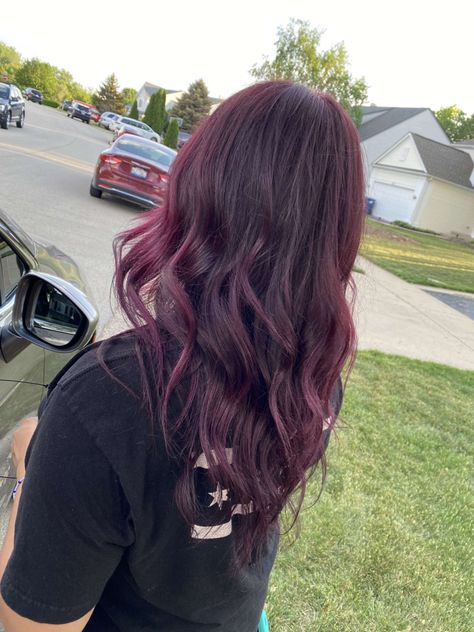 Voliet Color Hair, Dark Red Violet Hair, Violet Hair Color, Red Violet Balayage, Black Violet Hair, Violet Red Hair Color, Dark Violet Nails, Dark Violet Hair Color, Violet Black Hair Color