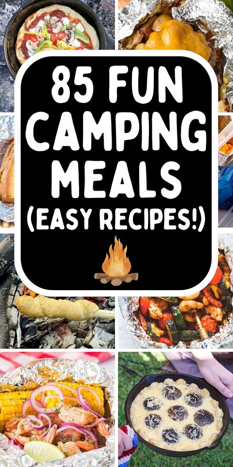 Easy summer camping meals! These fun camping meals easy make ahead recipes, meal ideas for camping easy recipes, camping recipes easy outdoor cooking, easy dutch oven recipes for camping meal ideas, premade food for camping meal ideas, best camping meals for large groups, easy camping meals dinner over fire, food for camping aesthetic, easy food for camping ideas, cast iron camp food ideas, foil packets for camping campfire foods, campfire cooking recipes kids, easy camping dinner ideas families Tent Camping Food Ideas Simple, Camping Meal Sides, Food For Tent Camping, Mediterranean Camping Recipes, Gf Camping Meals, Camp Cooking For A Crowd, Classic Camping Food, Dinner Camping Meals, Savory Camping Snacks