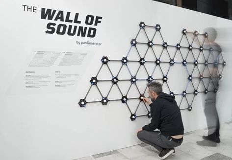 Interactive Art Wall, Architectural Engineer, Sound Wall, Music Museum, Wall Of Sound, Sound Installation, Interactive Walls, Audio Installation, Live Art