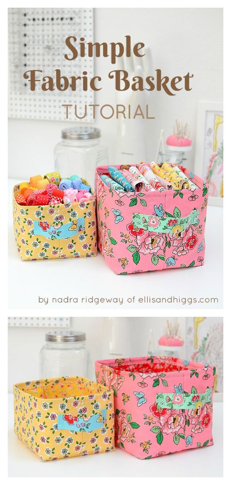 Simple Fabric Basket Free Sewing Pattern #freesewingpattern #sewingpattern #basketfreepattern Fabric Box Pattern, Basket Sewing Pattern, Patchwork Projects, Fabric Basket Tutorial, Basket Tutorial, Tutorial Sewing, Simple Fabric, Fabric Bowls, Free Sewing Pattern