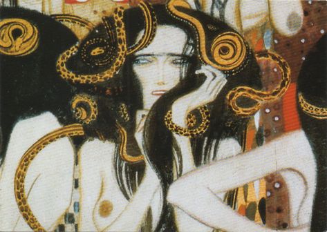 Beethoven Frieze, Gustav Klimt, Wall, Hair