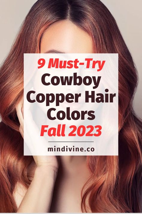 Embrace the Cowboy Copper trend this Fall 2023! Let us guide you through the top 9 shades of this stunning hair color that will have you turning heads all season long. Trending Red Hair Color 2023, Hair Color Cowboy Copper, Cowboy Auburn Hair, New Winter Hair Colors 2023, 2023 Copper Hair Trends For Women, Popular Red Hair Color, Hair Dye Ideas For Redheads Natural Red, Chocolate Cowboy Copper Hair, Cowboy Copper Hair At Home