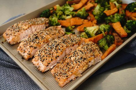 Everything Salmon Sheet Pan Dinner Salmon Sheet Pan Dinner, Sheet Pan Salmon, Pan Salmon, Easy Sheet Pan Dinners, Sheet Pan Dinners Recipes, Food Wishes, Pan Recipes, Baked Chicken Breast, One Pan Meals