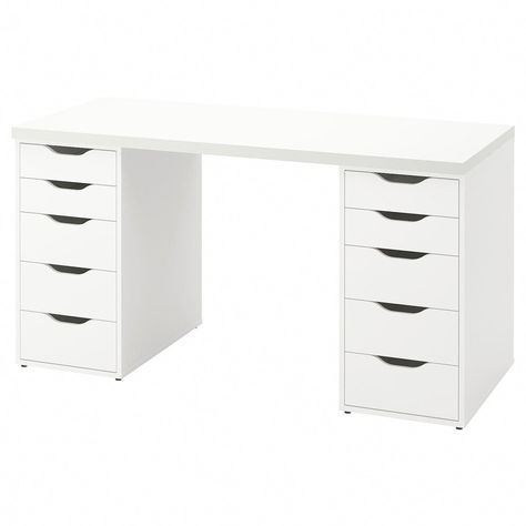 LAGKAPTEN / ALEX desk, white, 551/8x235/8" Limited space doesn’t mean you have to say no to studying or working from home. This desk takes up little floor space yet still has two drawer units where you can store papers and other items. Alex Drawer Desk, Organizing A Craft Room, Alex Desk, Alex Drawer, Drawer Desk, Drawer Unit, Pens Pencils, A Craft, Room Inspiration Bedroom