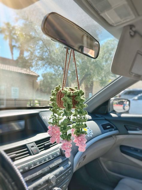 Crochet Pink Vines, Car Accessories for Women, Crochet Hanging Plants, Boho Rear Mirror Decor, Gifts for New Drivers, Car Plant, Car Decor -  #accessories #Boho #Car #Crochet #decor #drivers #Gifts #Hanging #Mirror #pink #Plant #Plants #Rear #Vines #Women Crochet Items For Car, Crochet Plant Hanger For Car, Vines In Car, Crochet Car Vent Clip, Crochet Car Plant, Crochet Hanging Plants, Pink Car Decor, Crochet Car Decor, Crochet Car Hanging