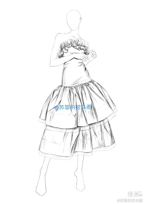 Ruffle Skirt Sketch, Costume Design Sketch Fashion, Smocking Fashion, Costume Design Sketch, Fashion Portfolio Layout, Fashion Illustration Poses, Fashion Model Sketch, Fashion Illustration Tutorial, Fashion Illustration Collage